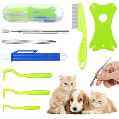 Zeckenentfernungswerkzeug Kit 8 in 1 mit Aufbewahrungsbox Edelstahl Zeckenpinzette Hundepflegekämme Katzenkamm zum Entfernen von Verfilzungen und Knoten für Hunde Katzen Zecken Flohkamm für Hunde Zeckenentfernungswerkzeug Kit 8 in 1 mit Aufbewahrungsbox Edelstahl Zeckenpinzette Hundepflegekämme Katzenkamm zum Entfernen von Verfilzungen und Knoten für Hunde Katzen Zecken Flohkamm für Hunde von Bremorou