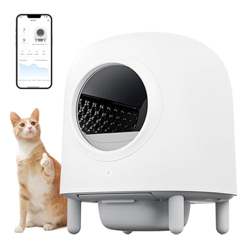 Selbstreinigende Katzentoilette, Abnehmbarem Sandkontrollkasten, APP-Steuerung und Sicherheitswarnung – Ideal für Mehrkatzenhaushalte White Selbstreinigende Katzentoilette, Abnehmbarem Sandkontrollkasten, APP-Steuerung und Sicherheitswarnung – Ideal für Mehrkatzenhaushalte White von BrezoShield