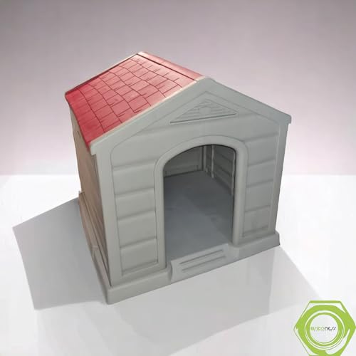 Briconess.com Hundehütte für den Außenbereich aus Harz groß beige mit rotem Dach L90 x B92 x H89 cm Briconess.com Hundehütte für den Außenbereich aus Harz groß beige mit rotem Dach L90 x B92 x H89 cm von Briconess.com