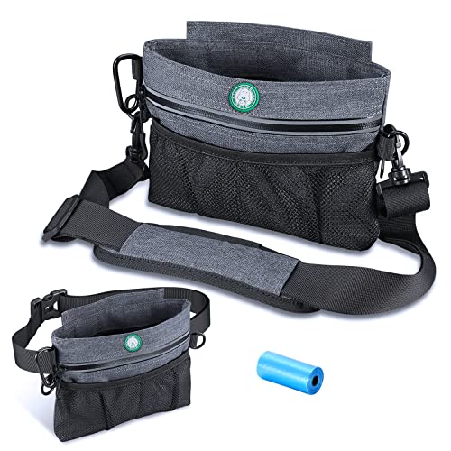 Brifit Leckerlitasche für Hunde mit Einhand-Magnet-Verschluss, Futterbeutel Hundetraining, Verstellbarem Bund, Herausnehmbare Innentasche, Kotbeutelspender, Leckerlibeutel für Hunde, Gassigehen von Brifit