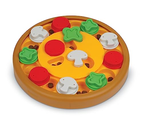 BrightKins Dog Pizza Party Treat Puzzle, Interaktives Spielzeug für Hunde, Rutschfester Leckerli-Spender Hundespielzeug für geistige Stimulation & Langsames Füttern, 1 Stück von Brightkins