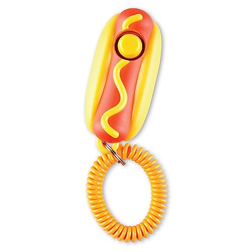 Brightkins Smarty Pooch Training Clicker: Hot Dog, Training Clicker für Hunde mit flexiblen Armband, Hundetraining und Verhalten Lösungen, 1 Stück von Brightkins