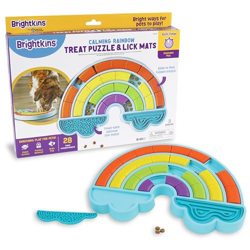 Brightkins Calming Rainbow Treat Puzzle & Lick Mats, Interaktives Hundespielzeug, Leckmatte für Haustiertraining, Langsame Freigabe Hund Fütterungsmatte von Brightkins