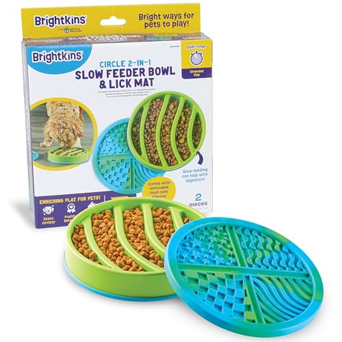 Brightkins Circle Slow Feeder und Lick Mat Outdoor Puzzle Board Interaktives Hundespielzeug Hund Geburtstag Anreicherung Schalen Welpen Zahnen und Kauen Stimulierender Automatischer Feeder von Brightkins