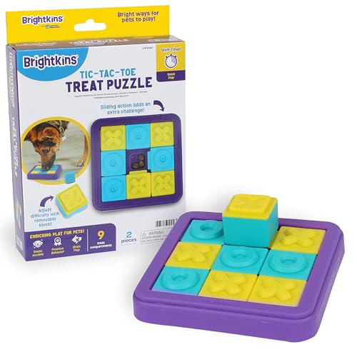 Learning Resources Brightkins Tic-Tac-Toe Leckerli-Puzzle, interaktives Hundespielzeug, Hunde-Puzzle-Spielzeug, Langsame Freigabe Hundeleckerli-Futterspender von Brightkins