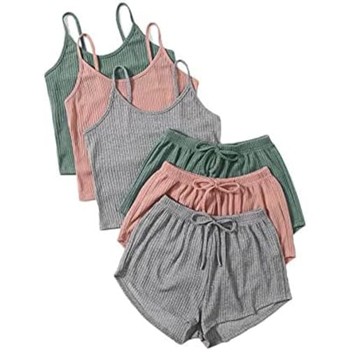 3pc Pyjama Damen Kurz, Schlafanzug Mädchen, Pyjama-Set Zweiteilige Shorty Nachtwäsche Set V Ausschnitt Reizvolle Ärmellose Shirt und Pyjamahosen Nightwear Komfort Casual Babydoll Einfarbiges 2024 3pc Pyjama Damen Kurz, Schlafanzug Mädchen, Pyjama-Set Zweiteilige Shorty Nachtwäsche Set V Ausschnitt Reizvolle Ärmellose Shirt und Pyjamahosen Nightwear Komfort Casual Babydoll Einfarbiges 2024 von Briskorry
