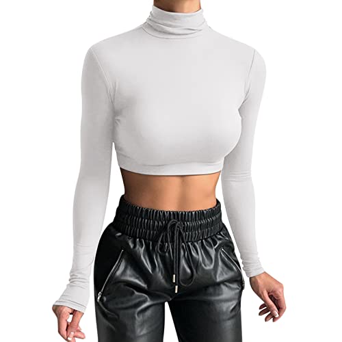 Basic Langarmshirt Damen Braun, Crop Tops Y2K, Oberteile Slim Fit Bauchfreie T Shirt Lange Ärmel Hochgeschlossen Shirt Skims Sexy Clean Girl Klamotten Klassische Solide Streetwear Lounge Basic Langarmshirt Damen Braun, Crop Tops Y2K, Oberteile Slim Fit Bauchfreie T Shirt Lange Ärmel Hochgeschlossen Shirt Skims Sexy Clean Girl Klamotten Klassische Solide Streetwear Lounge von Briskorry