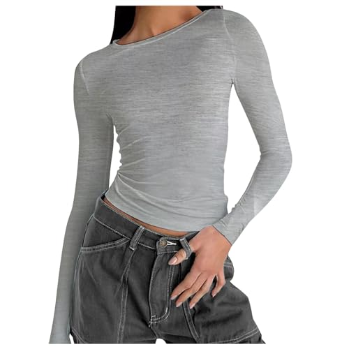 Basic Langarmshirt Damen Weiß, Crop Tops Damen Langarm Weiß, Oberteile Bauchfreies Enges Tshirt Long Sleeve Rundhalsausschnitt Top Athletisches Skims Clean Girl Klamotten Klassische Solid Streetwear Basic Langarmshirt Damen Weiß, Crop Tops Damen Langarm Weiß, Oberteile Bauchfreies Enges Tshirt Long Sleeve Rundhalsausschnitt Top Athletisches Skims Clean Girl Klamotten Klassische Solid Streetwear von Briskorry