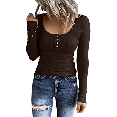 Basic Langarmshirt Damen mit Knopfleiste, Crop Top Langarm Sexy, Oberteil Dehnbar Enge Tee Shirt U Ausschnitt Lange Ärmel Bluse Y2K Elegant Unterziehshirt Einfarbiger Streetwear Beiläufig Basic Langarmshirt Damen mit Knopfleiste, Crop Top Langarm Sexy, Oberteil Dehnbar Enge Tee Shirt U Ausschnitt Lange Ärmel Bluse Y2K Elegant Unterziehshirt Einfarbiger Streetwear Beiläufig von Briskorry
