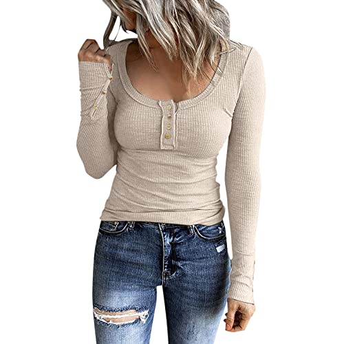 Basic Langarmshirt Damen mit Knopfleiste, Crop Top Y2K Aesthetic, Oberteile Enges Dehnbar T Shirts Langarm U Ausschnitt Tops Y2K Aesthetic Stockholm Style Clothes Einfarbige Streetwear Casual Basic Langarmshirt Damen mit Knopfleiste, Crop Top Y2K Aesthetic, Oberteile Enges Dehnbar T Shirts Langarm U Ausschnitt Tops Y2K Aesthetic Stockholm Style Clothes Einfarbige Streetwear Casual von Briskorry