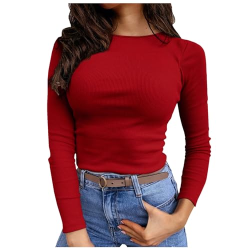 Bauchfreies Oberteil Damen Langarm, Crop Tops Damen Langarm, Oberteil Enges Stretch T Shirts Longsleeve Rund Ausschnitt Shirt Y2K Athletisch Unterziehshirt Basic Einfarbiges Streetwear Lounge Bauchfreies Oberteil Damen Langarm, Crop Tops Damen Langarm, Oberteil Enges Stretch T Shirts Longsleeve Rund Ausschnitt Shirt Y2K Athletisch Unterziehshirt Basic Einfarbiges Streetwear Lounge von Briskorry