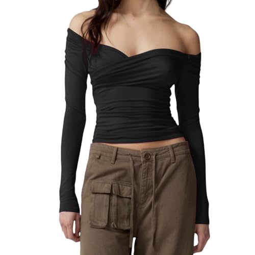 Briskorry Basic Langarmshirt Damen Weiß, Crop Tops Damen Langarm, Oberteile Eng Stretch Tee Shirt Long Sleeve Schulterfreies Tops Skims Sexy Unterziehshirt Einfarbige Klassischer Streetwear Lässig Briskorry Basic Langarmshirt Damen Weiß, Crop Tops Damen Langarm, Oberteile Eng Stretch Tee Shirt Long Sleeve Schulterfreies Tops Skims Sexy Unterziehshirt Einfarbige Klassischer Streetwear Lässig von Briskorry