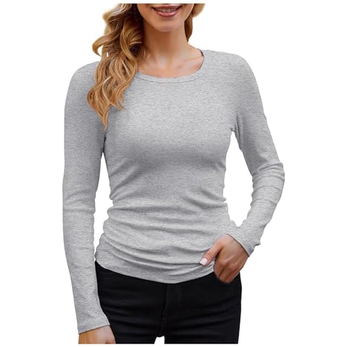 Briskorry Damen Langarmshirt Weiß, Crop Top Y2K, Oberteile Enges Stretch T-Shirts Rundhals Langärmelig Shirt Skims Elegant Clean Girl Klamotten Einfarbiger Klassischer Streetwear Lässig Briskorry Damen Langarmshirt Weiß, Crop Top Y2K, Oberteile Enges Stretch T-Shirts Rundhals Langärmelig Shirt Skims Elegant Clean Girl Klamotten Einfarbiger Klassischer Streetwear Lässig von Briskorry