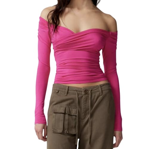 Briskorry Damen Langarmshirt Y2K, Crop Top Langarm Schwarz, Oberteil Dehnbar Enge T Shirts Long Sleeve Schulterfreies Top Elegant Y2K Clean Girl Klamotten Klassisch Einfarbig Streetwear Frauen Briskorry Damen Langarmshirt Y2K, Crop Top Langarm Schwarz, Oberteil Dehnbar Enge T Shirts Long Sleeve Schulterfreies Top Elegant Y2K Clean Girl Klamotten Klassisch Einfarbig Streetwear Frauen von Briskorry