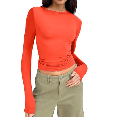 Briskorry Damen Langarmshirt Y2K, Crop Tops Y2K, Oberteil Eng Bauchfreies Tee Shirts Rundhals Langärmliges Top Y2K Sexy Stockholm Style Clothes Einfarbiges Klassisch Streetwear Teenager Mädchen Briskorry Damen Langarmshirt Y2K, Crop Tops Y2K, Oberteil Eng Bauchfreies Tee Shirts Rundhals Langärmliges Top Y2K Sexy Stockholm Style Clothes Einfarbiges Klassisch Streetwear Teenager Mädchen von Briskorry