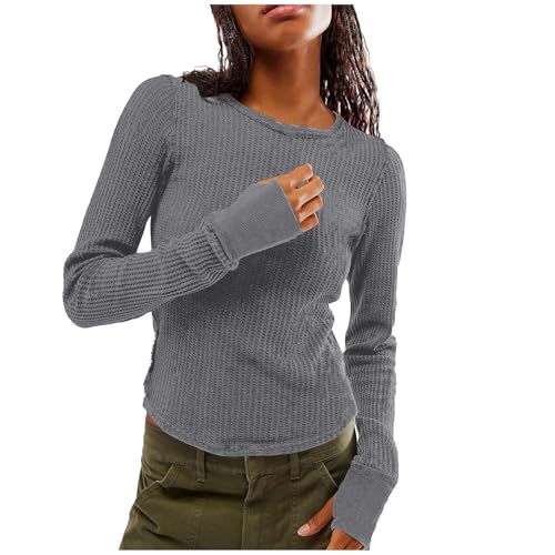 Briskorry Langarmshirt Damen Grau, Crop Top Damen Langarm, Oberteil Eng Stretch Tshirts Langen Ärmeln Rundhalsausschnitt Shirts Sexy Skims Stockholm Style Clothes Solide Klassischer Streetwear 2024 Briskorry Langarmshirt Damen Grau, Crop Top Damen Langarm, Oberteil Eng Stretch Tshirts Langen Ärmeln Rundhalsausschnitt Shirts Sexy Skims Stockholm Style Clothes Solide Klassischer Streetwear 2024 von Briskorry