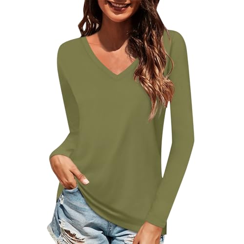 Briskorry Long Sleeve Top Women, Crop Top Langarm Schwarz, Oberteil Enges Stretch Tee Shirts V Ausschnitt Langen Ärmeln Top Y2K Aesthetic Clean Girl Klamotten Einfarbiges Klassisch Streetwear Frauen von Briskorry