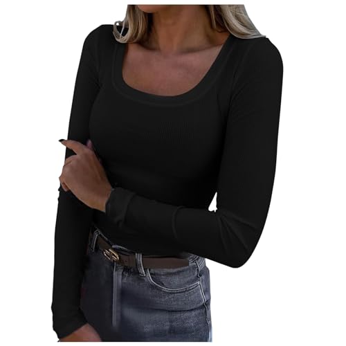 Briskorry Longshirt Damen Eng, Crop Tops Damen Langarm Weiß, Oberteil Stretch Enge T-Shirt U-Ausschnitt Longsleeve Top Y2K Aesthetic Stockholm Style Clothes Klassisch Solid Streetwear Lässige Briskorry Longshirt Damen Eng, Crop Tops Damen Langarm Weiß, Oberteil Stretch Enge T-Shirt U-Ausschnitt Longsleeve Top Y2K Aesthetic Stockholm Style Clothes Klassisch Solid Streetwear Lässige von Briskorry