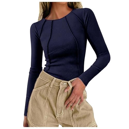 Briskorry Longsleeve Damen Eng, Crop Top Damen Langarm, Oberteile Slim Fit Dehnbar Tshirt Rundhals Langarm Bluse Athletisch Skims Unterziehshirt Einfarbige Klassisch Streetwear Lounge Briskorry Longsleeve Damen Eng, Crop Top Damen Langarm, Oberteile Slim Fit Dehnbar Tshirt Rundhals Langarm Bluse Athletisch Skims Unterziehshirt Einfarbige Klassisch Streetwear Lounge von Briskorry