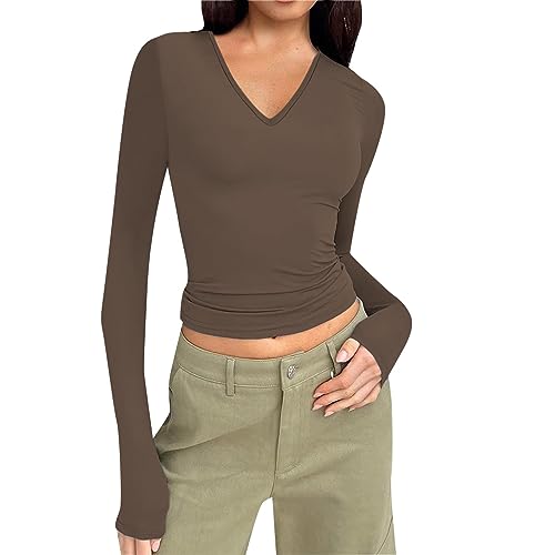 Briskorry Longsleeve Damen Schwarz, Crop Top Damen Y2K, Oberteile Enge Bauchfreies Tshirts Long Sleeve V Ausschnitt Blusen Skims Aesthetic Unterziehshirt Klassische Solid Streetwear 2024 Briskorry Longsleeve Damen Schwarz, Crop Top Damen Y2K, Oberteile Enge Bauchfreies Tshirts Long Sleeve V Ausschnitt Blusen Skims Aesthetic Unterziehshirt Klassische Solid Streetwear 2024 von Briskorry