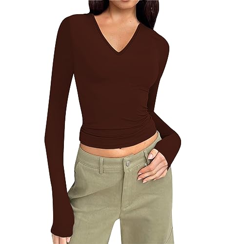 Briskorry Longsleeve Damen Schwarz, Crop Top Damen Y2K, Oberteile Enge Bauchfreies Tshirts Long Sleeve V Ausschnitt Blusen Skims Aesthetic Unterziehshirt Klassische Solid Streetwear 2024 Briskorry Longsleeve Damen Schwarz, Crop Top Damen Y2K, Oberteile Enge Bauchfreies Tshirts Long Sleeve V Ausschnitt Blusen Skims Aesthetic Unterziehshirt Klassische Solid Streetwear 2024 von Briskorry
