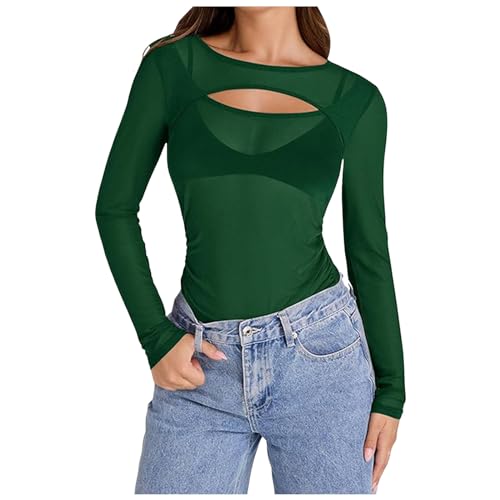 Briskorry Longsleeve Damen Sport, Crop Top Y2K, Oberteile Dehnbar Slim Fit T-Shirts Langärmelig Rund Ausschnitt Shirt Skims Athletisch Clean Girl Klamotten Mesh Einfarbiges Streetwear Freizeit Briskorry Longsleeve Damen Sport, Crop Top Y2K, Oberteile Dehnbar Slim Fit T-Shirts Langärmelig Rund Ausschnitt Shirt Skims Athletisch Clean Girl Klamotten Mesh Einfarbiges Streetwear Freizeit von Briskorry
