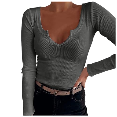 Briskorry Longsleeve Damen Y2K, Crop Top Langarm Schwarz, Oberteile Dehnbar Enges Tee Shirts Langarm V-Ausschnit Shirt Y2K Aesthetic Stockholm Style Clothes Einfarbige Klassischer Streetwear Frauen Briskorry Longsleeve Damen Y2K, Crop Top Langarm Schwarz, Oberteile Dehnbar Enges Tee Shirts Langarm V-Ausschnit Shirt Y2K Aesthetic Stockholm Style Clothes Einfarbige Klassischer Streetwear Frauen von Briskorry