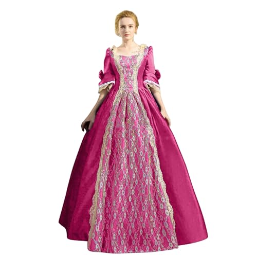 Briskorry Mittelalter Kleid Mädchen, Renaissance Kleid Damen, Gothiches Kleid Spitze Vintage Maxikleid Trompetenärmel Gesmokte Taille Partykleid Frabblock Off Shoulder Viktorianische Kleid Party von Briskorry