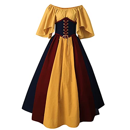 Briskorry Mittelalter Kleid Mädchen, Weißes Renaissance Kleid, Gotischen Kleid Vintage Mesh Maxikleider Gebunden Taille Trompetenärmel Partykleid Frabblock Off Shoulder Schnürkleid Mittelalterliche Briskorry Mittelalter Kleid Mädchen, Weißes Renaissance Kleid, Gotischen Kleid Vintage Mesh Maxikleider Gebunden Taille Trompetenärmel Partykleid Frabblock Off Shoulder Schnürkleid Mittelalterliche von Briskorry