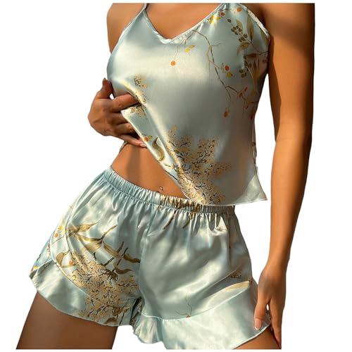 Briskorry Pyjama Set Damen Kurz, Schlafanzug Teenager Mädchen, Pyjama-Set Kurz Zweiteiliger Nachtwäsche Set V Ausschnitt Reizvolle Cami Top und Schlafhosen Nachtkleidung Casual Negligee Drucken 2024 Briskorry Pyjama Set Damen Kurz, Schlafanzug Teenager Mädchen, Pyjama-Set Kurz Zweiteiliger Nachtwäsche Set V Ausschnitt Reizvolle Cami Top und Schlafhosen Nachtkleidung Casual Negligee Drucken 2024 von Briskorry