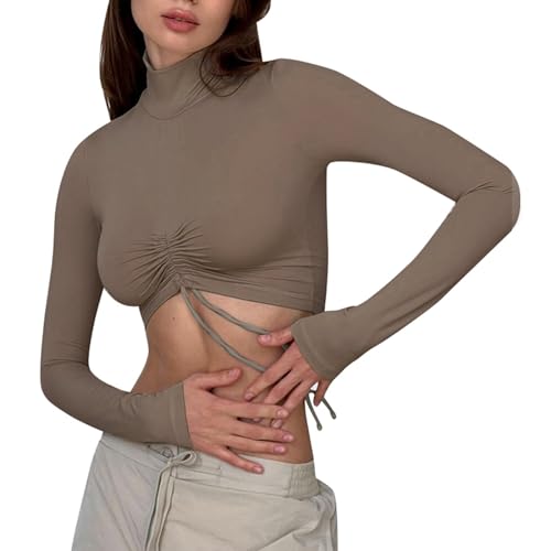 Briskorry Tops Y2K Damen, Crop Top Schwarz Langarm, Oberteil Bauchfreie Eng Tee Shirts Hochgeschlossenes Long Sleeve Top Athletisches Skims Clean Girl Klamotten Einfarbig Basic Streetwear Lässig Briskorry Tops Y2K Damen, Crop Top Schwarz Langarm, Oberteil Bauchfreie Eng Tee Shirts Hochgeschlossenes Long Sleeve Top Athletisches Skims Clean Girl Klamotten Einfarbig Basic Streetwear Lässig von Briskorry