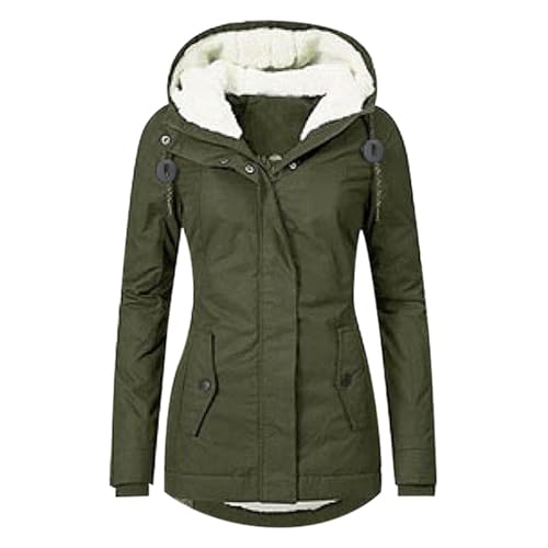 Briskorry Winterjacke Damen Lang Warm Gefüttert, Daunenjacke Damen, Steppmantel mit Kapuze Warme Outdoor Jacke Lange Ärmel Zipper Puffer Jacket Baggy Große Größen Wollmantel Mode Damen-Jacken Winter von Briskorry