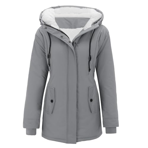Briskorry Winterjacke Damen Warm Gefüttert, Damen Steppjacke, Outdoorjacke mit Kapuzen Warme Freizeitjacke Lange Ärmel Zipper Leichtsteppjacke Lockere Grosse Grössen Wachsjacke Elegant Parka Outdoor von Briskorry