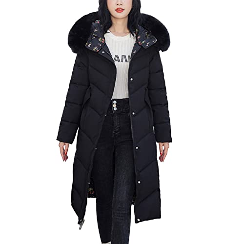 Briskorry Winterjacke Lang Damen, Steppjacke Damen Winter, Übergangsjacke mit Kapuzen Wärme Windbreaker Lange Ärmel mit Reißverschluss Puffer Jacket Lose Oversized Sportjacke Elegante Mäntel Outdoor von Briskorry