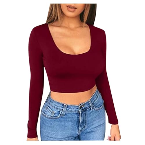 Briskorry Y2K Top Weiß, Crop Top Y2K Aesthetic, Oberteil Enge Bauchfreies T Shirts Rundhalsausschnitt Langarm Shirt Athletische Y2K Clean Girl Klamotten Einfarbig Klassisch Streetwear Teenager Briskorry Y2K Top Weiß, Crop Top Y2K Aesthetic, Oberteil Enge Bauchfreies T Shirts Rundhalsausschnitt Langarm Shirt Athletische Y2K Clean Girl Klamotten Einfarbig Klassisch Streetwear Teenager von Briskorry