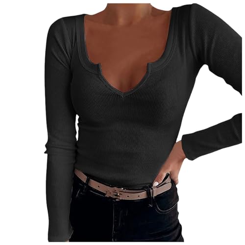 Damen Langarmshirt Baumwolle, Crop Tops Damen Langarm Weiß, Oberteile Stretch Enge T-Shirts Langen Ärmeln V-Ausschnitt Shirt Sexy Skims Clean Girl Klamotten Einfarbig Basic Streetwear 2024 Damen Langarmshirt Baumwolle, Crop Tops Damen Langarm Weiß, Oberteile Stretch Enge T-Shirts Langen Ärmeln V-Ausschnitt Shirt Sexy Skims Clean Girl Klamotten Einfarbig Basic Streetwear 2024 von Briskorry