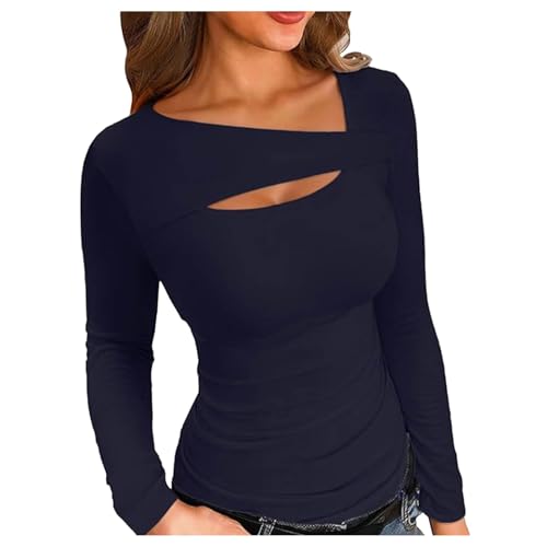 Damen Langarmshirt Elegant, Crop Tops Damen Schwarz Langarm, Oberteil Eng Dehnbar Tshirt Langärmelig Unregelmäßige Bluse Elegant Y2K Stockholm Style Clothes Basic Solide Streetwear Lässige Damen Langarmshirt Elegant, Crop Tops Damen Schwarz Langarm, Oberteil Eng Dehnbar Tshirt Langärmelig Unregelmäßige Bluse Elegant Y2K Stockholm Style Clothes Basic Solide Streetwear Lässige von Briskorry