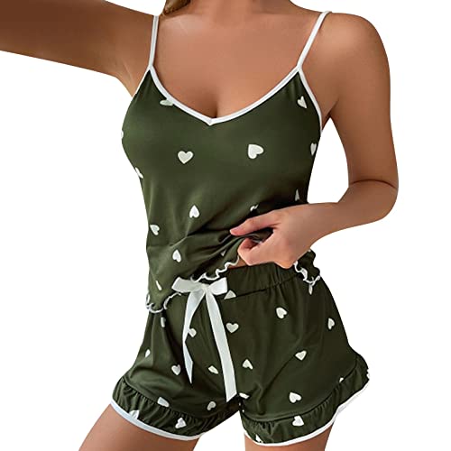 Damen Pyjama Sommer, Schlafanzug Damen Kurz, Pyjamas Zweiteiliger Shorty Nachtwäsche V Ausschnitt Sexy Spaghettiträger Top und Schlafshort Nachtkleidung Freizeit Komfort Negligee Bedruckter 2024 Damen Pyjama Sommer, Schlafanzug Damen Kurz, Pyjamas Zweiteiliger Shorty Nachtwäsche V Ausschnitt Sexy Spaghettiträger Top und Schlafshort Nachtkleidung Freizeit Komfort Negligee Bedruckter 2024 von Briskorry