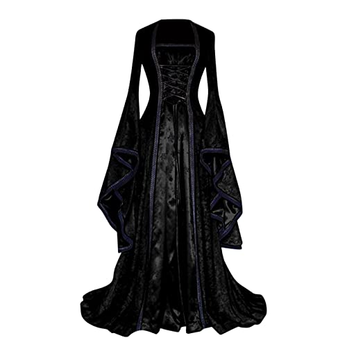 Kleid Mittelalter Damen, Schwarzes Renaissance Kleid, Gothiches Kleid Spitze Vintage Maxikleid Trompete Ärmel Gesmokte Taille Partykleid Frabblock Schulterfreie Festlich Kostüm Mittelalterliche Kleid Mittelalter Damen, Schwarzes Renaissance Kleid, Gothiches Kleid Spitze Vintage Maxikleid Trompete Ärmel Gesmokte Taille Partykleid Frabblock Schulterfreie Festlich Kostüm Mittelalterliche von Briskorry
