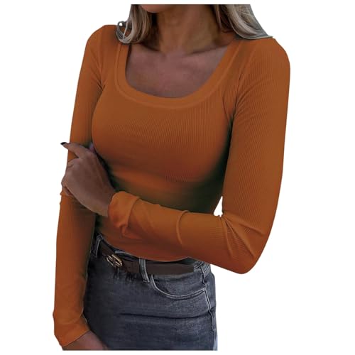 Long Sleeve Shirt Women Baumwolle, Crop Tops Damen Y2K, Oberteil Enges Dehnbar T-Shirt Quadratischer Ausschnitt Langärmelig Blusen Athletische Skims Unterziehshirt Einfarbige Klassisch Streetwear Long Sleeve Shirt Women Baumwolle, Crop Tops Damen Y2K, Oberteil Enges Dehnbar T-Shirt Quadratischer Ausschnitt Langärmelig Blusen Athletische Skims Unterziehshirt Einfarbige Klassisch Streetwear von Briskorry