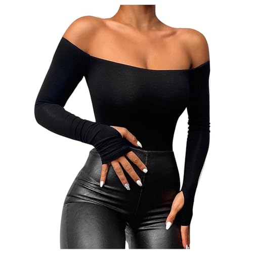Long Sleeve Shirt Women Sport, Crop Top Weiß Langarm, Oberteil Slim Fit Stretch T-Shirts Langärmliges Schulterfrei Top Y2K Athletische Clean Girl Klamotten Einfarbige Klassischer Streetwear Freizeit Long Sleeve Shirt Women Sport, Crop Top Weiß Langarm, Oberteil Slim Fit Stretch T-Shirts Langärmliges Schulterfrei Top Y2K Athletische Clean Girl Klamotten Einfarbige Klassischer Streetwear Freizeit von Briskorry