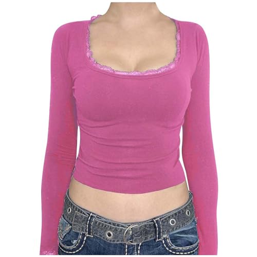 Long Sleeve Shirt Women Y2K, Crop Top Y2K, Oberteil Eng Bauchfreie Tshirts Quadratischer Ausschnitt Langarm Bluse Aesthetic Skims Stockholm Style Clothes Einfarbiger Klassische Streetwear 2024 Long Sleeve Shirt Women Y2K, Crop Top Y2K, Oberteil Eng Bauchfreie Tshirts Quadratischer Ausschnitt Langarm Bluse Aesthetic Skims Stockholm Style Clothes Einfarbiger Klassische Streetwear 2024 von Briskorry