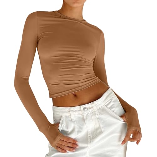 Longsleeve Damen Schwarz, Crop Tops Damen Sexy Langarm, Oberteil Enges Bauchfreies Tee Shirts Rundhals Langarm Bluse Sexy Y2K Clean Girl Klamotten Einfarbige Klassisch Streetwear Frauen Longsleeve Damen Schwarz, Crop Tops Damen Sexy Langarm, Oberteil Enges Bauchfreies Tee Shirts Rundhals Langarm Bluse Sexy Y2K Clean Girl Klamotten Einfarbige Klassisch Streetwear Frauen von Briskorry