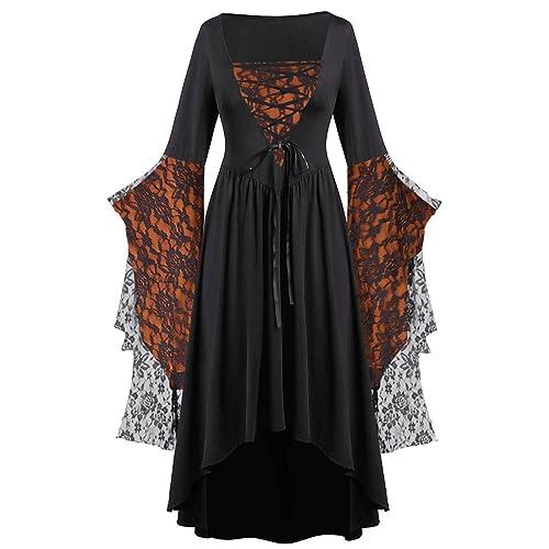 Mittelalter Kleid Mädchen, Renaissance Kleid Mittelalter, Gothiches Kleid Vintage Mesh Maxikleider Gebunden Taille Trompete Ärmel Partykleider Frabblock Off Shoulder Cottagecore Kleid Cosplay Mittelalter Kleid Mädchen, Renaissance Kleid Mittelalter, Gothiches Kleid Vintage Mesh Maxikleider Gebunden Taille Trompete Ärmel Partykleider Frabblock Off Shoulder Cottagecore Kleid Cosplay von Briskorry