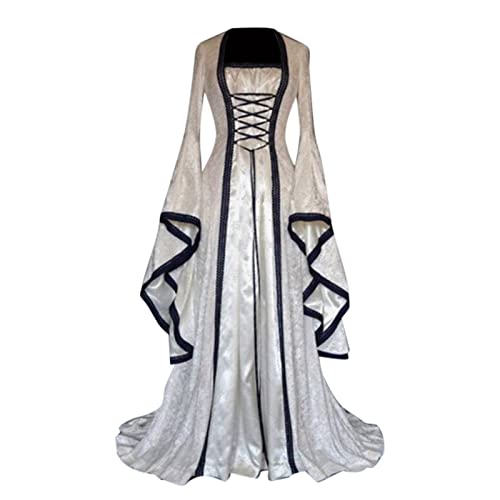 Mittelalter Kleidung Damen, Renaissance Kleid Damen Lang, Gotischen Kleider Retro Spitze Maxikleid Gesmokte Taille Ausgestellten Ärmeln Partykleid Frabblock Off Shoulder Schnürkleid Mittelalterliches Mittelalter Kleidung Damen, Renaissance Kleid Damen Lang, Gotischen Kleider Retro Spitze Maxikleid Gesmokte Taille Ausgestellten Ärmeln Partykleid Frabblock Off Shoulder Schnürkleid Mittelalterliches von Briskorry