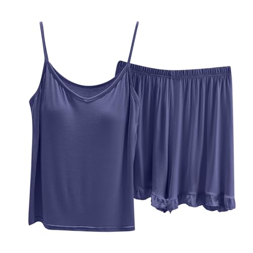 Musselin Pyjama Damen, Schlafanzug Sommer Damen, Pjs Sets Zweiteiliges Kurz Nachtwäsche Set Spitze V-Ausschnit Ärmelloses Top und Kurze Hose Homewear Bequemer Lässiger Nachtkleid Einfarbig 2024 Musselin Pyjama Damen, Schlafanzug Sommer Damen, Pjs Sets Zweiteiliges Kurz Nachtwäsche Set Spitze V-Ausschnit Ärmelloses Top und Kurze Hose Homewear Bequemer Lässiger Nachtkleid Einfarbig 2024 von Briskorry
