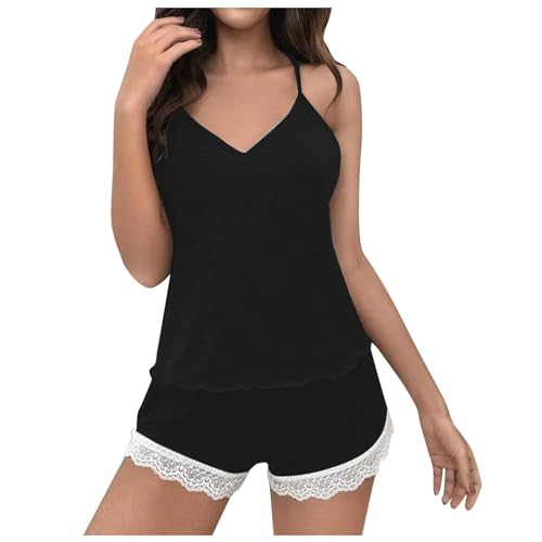 Pyjama Damen, Schlafanzug Kurz Damen, Schlafanzüge Zweiteiliger Kurz Nachtwäsche Spitze Spleiß V-Ausschnitt Ärmellos Sleepshirt und Kurze Hose Hausanzug Casual Kuschelig Negligé Einfarbig 2024 Pyjama Damen, Schlafanzug Kurz Damen, Schlafanzüge Zweiteiliger Kurz Nachtwäsche Spitze Spleiß V-Ausschnitt Ärmellos Sleepshirt und Kurze Hose Hausanzug Casual Kuschelig Negligé Einfarbig 2024 von Briskorry