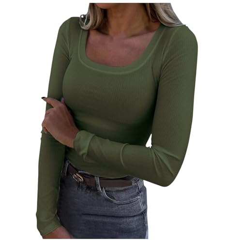Y2K Top Longsleeve, Crop Tops Damen Langarm, Oberteile Eng Stretch Tshirt Quadratischer Ausschnitt Langen Ärmeln Shirt Y2K Athletisch Stockholm Style Clothes Einfarbiger Klassischer Streetwear Y2K Top Longsleeve, Crop Tops Damen Langarm, Oberteile Eng Stretch Tshirt Quadratischer Ausschnitt Langen Ärmeln Shirt Y2K Athletisch Stockholm Style Clothes Einfarbiger Klassischer Streetwear von Briskorry
