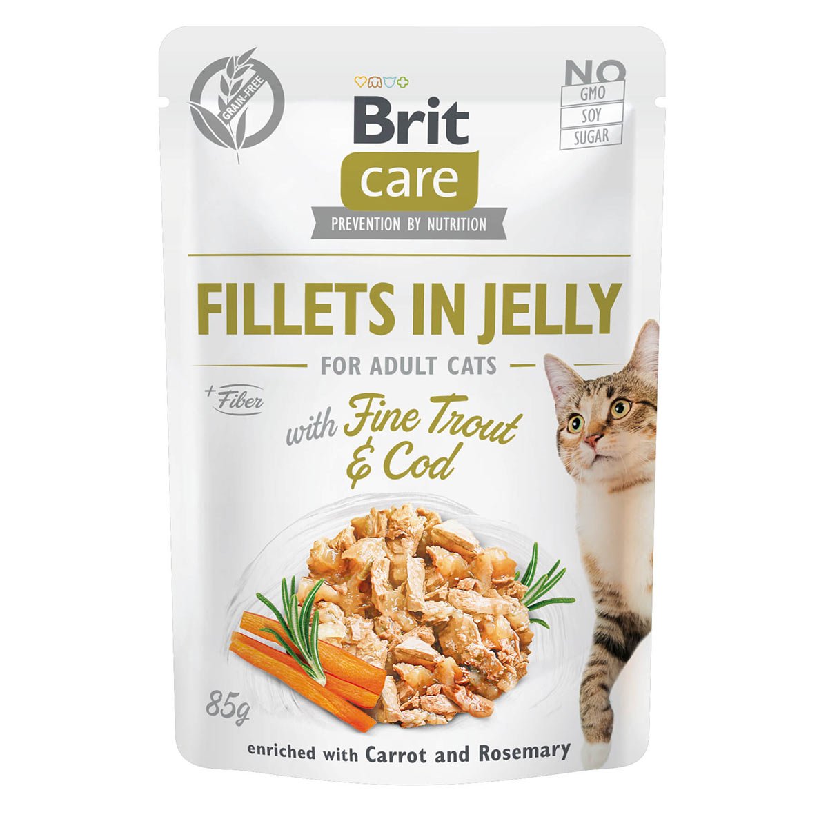 Brit Care Cat Fillets in Jelly with Fine Trout & Cod 6x85g von Brit Care