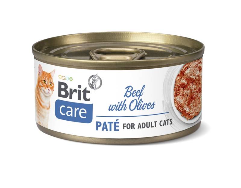 Brit Care Paté 70 Gramm Katzennassfutter 24 x 70 Gramm Beef with Olives